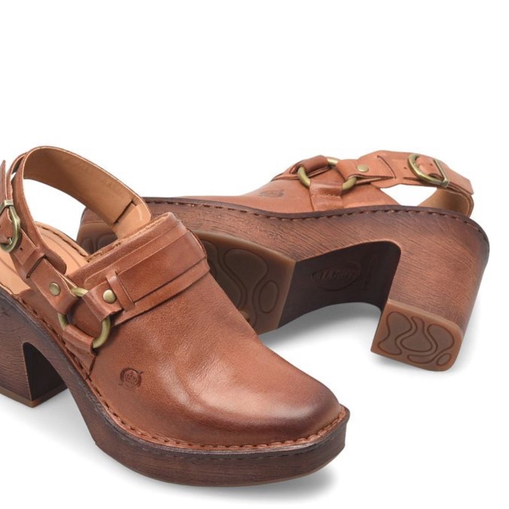 Born Brown Leather Mules